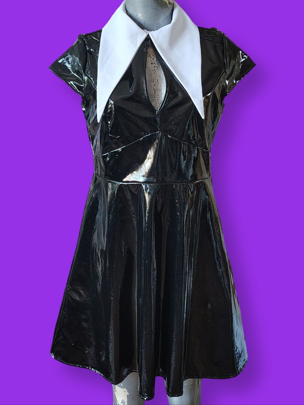 KillStar Generation Hex Black Vinyl Dress  With Large Collar Medium Goth Punk